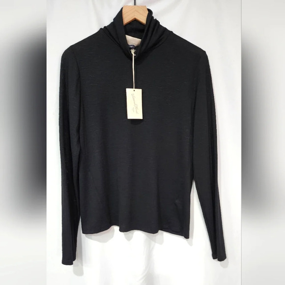 Universal Thread NWT Women's Turtleneck Top Size XL Black Slub Knit Lightweight - Picture 1 of 7